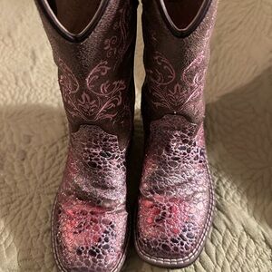Girls Old West Pink and Brown Boots size 11